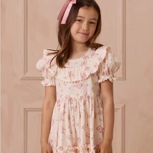 Noralee Eva Dress Bow Ditsy Pink Floral Dress with Ruffles
